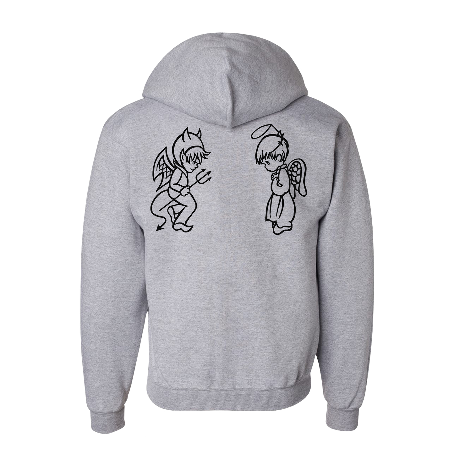 Angel Devil Zip Hoodie - Light Steel