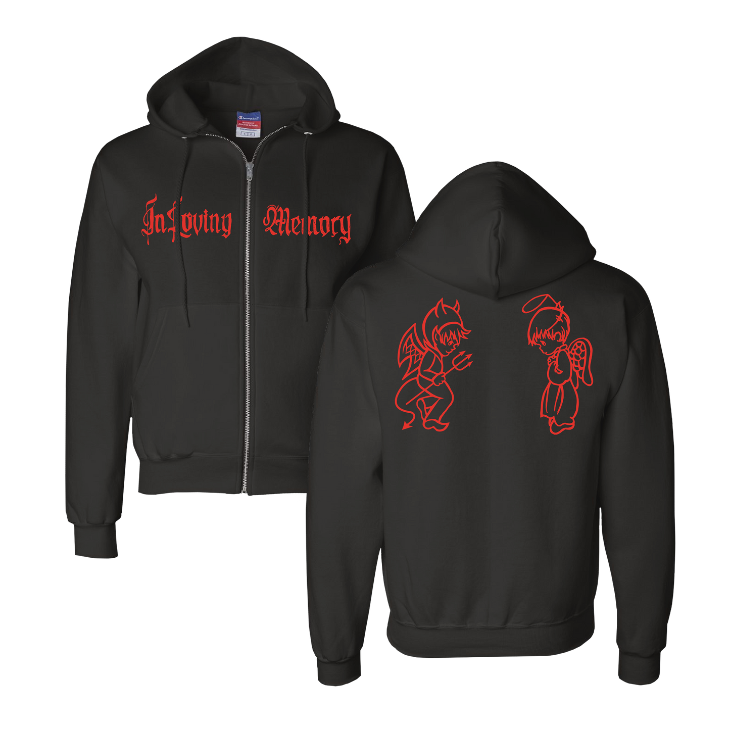 Angel Devil Champion Zip Hoodie - Black