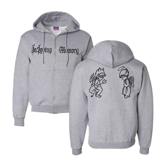 Angel Devil Zip Hoodie - Light Steel
